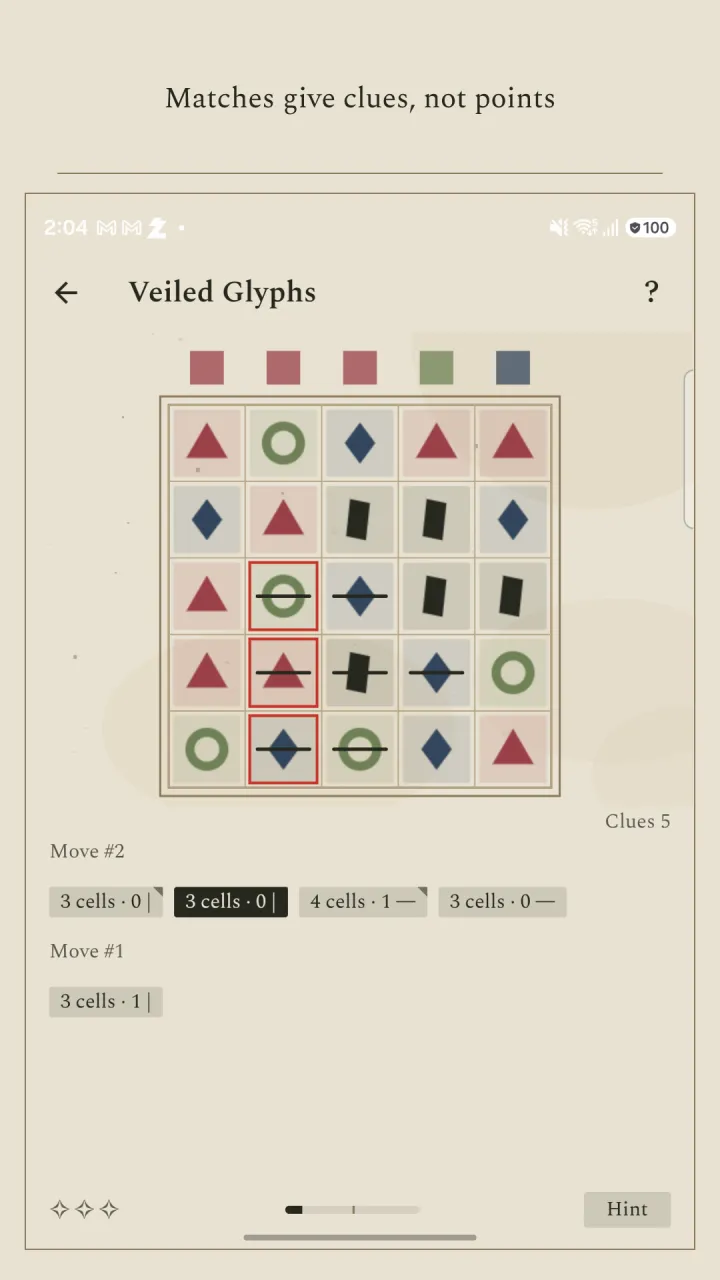 Silmadi gameplay — a match yielding a clue